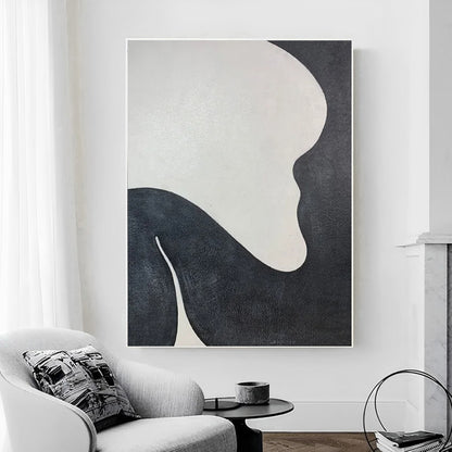 Curvalo - Modern Black and White Art Painting on Canvas