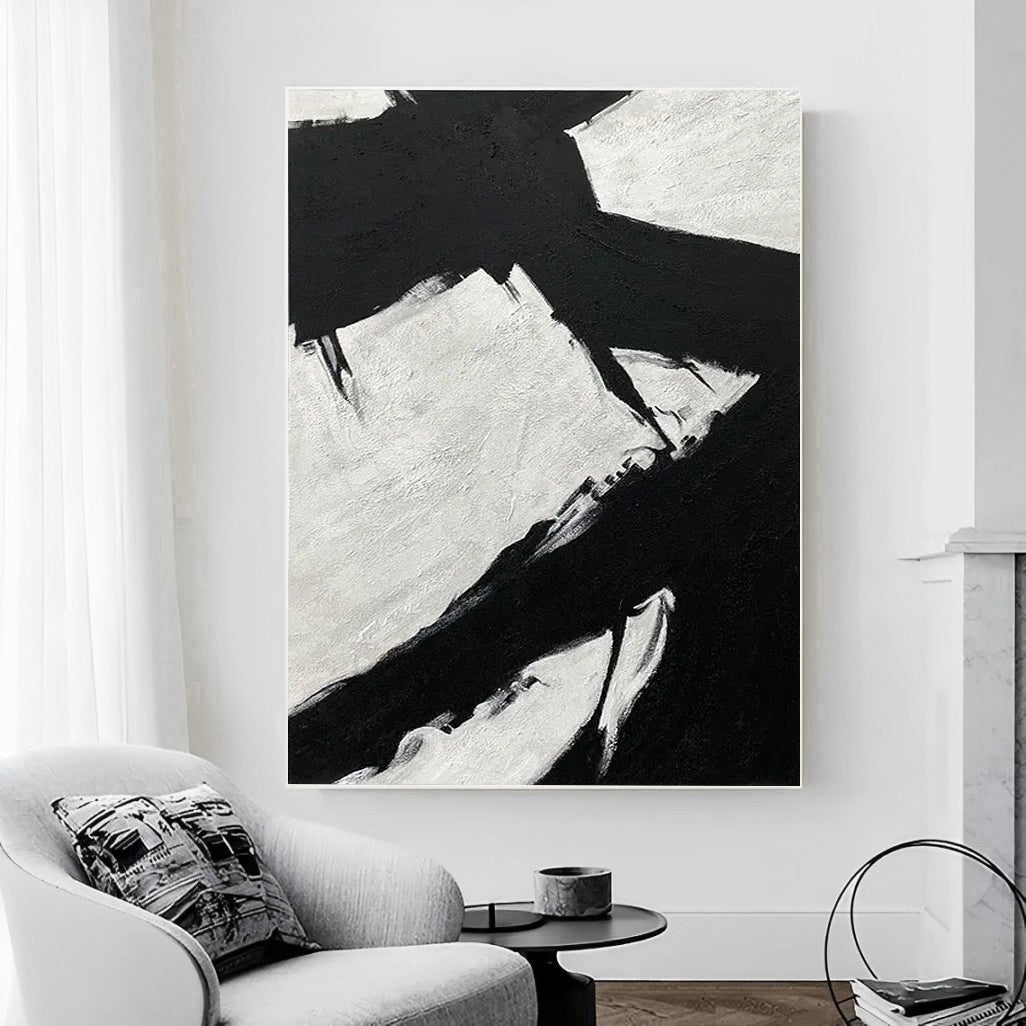 Monochrome Abyss - Black and White Abstract Painting