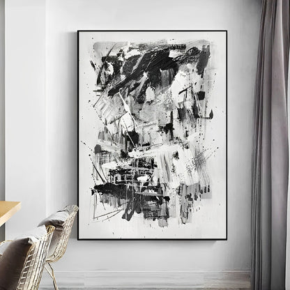 Extant - Large Abstract Black and White Canvas Painting