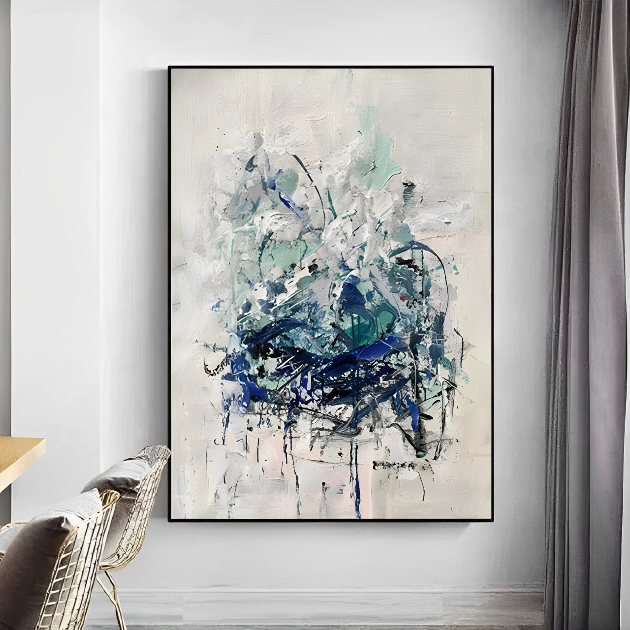 Coexistent - Blue and White Extra Large Wall Art Painting on Canvas