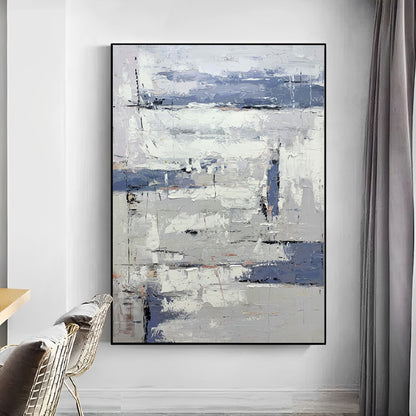 Modernized - Extra Large Wall Art White and Grey Painting on Canvas