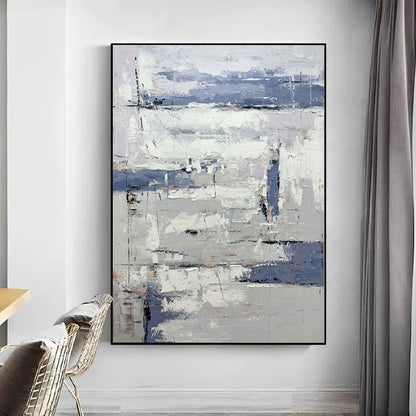 Modernized - Large White and Grey Abstract Wall Art Painting on Canvas