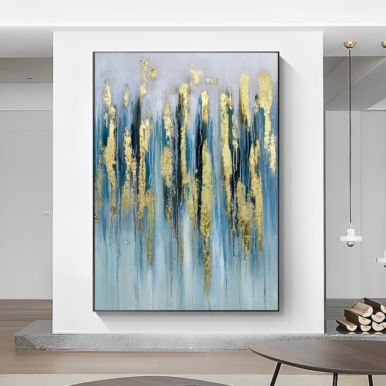 Resplendent - Extra large Abstract Blue and Gold Painting on Canvas