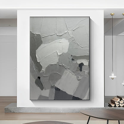 Concept - Extra Large 3D Textured Gray Abstract Painting on Canvas