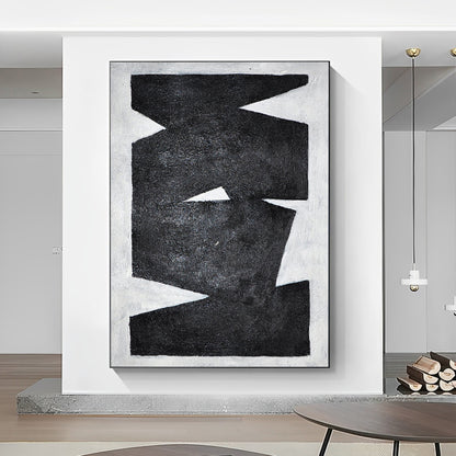 Mod - Modern Black and White Abstract Art Painting on Canvas