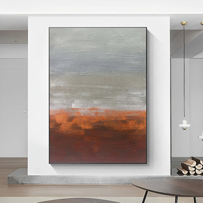 Red-Brick - Extra Large Abstract Grey and Orange Wall Art Painting