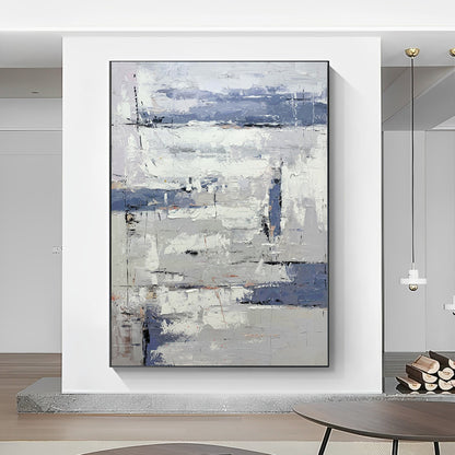 Modernized - Extra Large Wall Art White and Grey Painting on Canvas