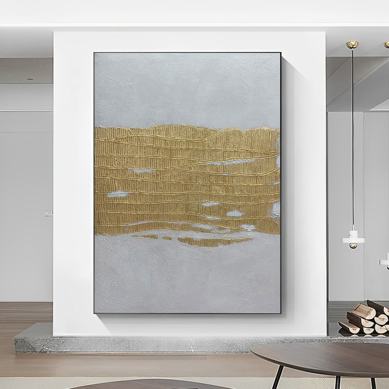 Auric - Extra large Gold and White Wall Art Painting