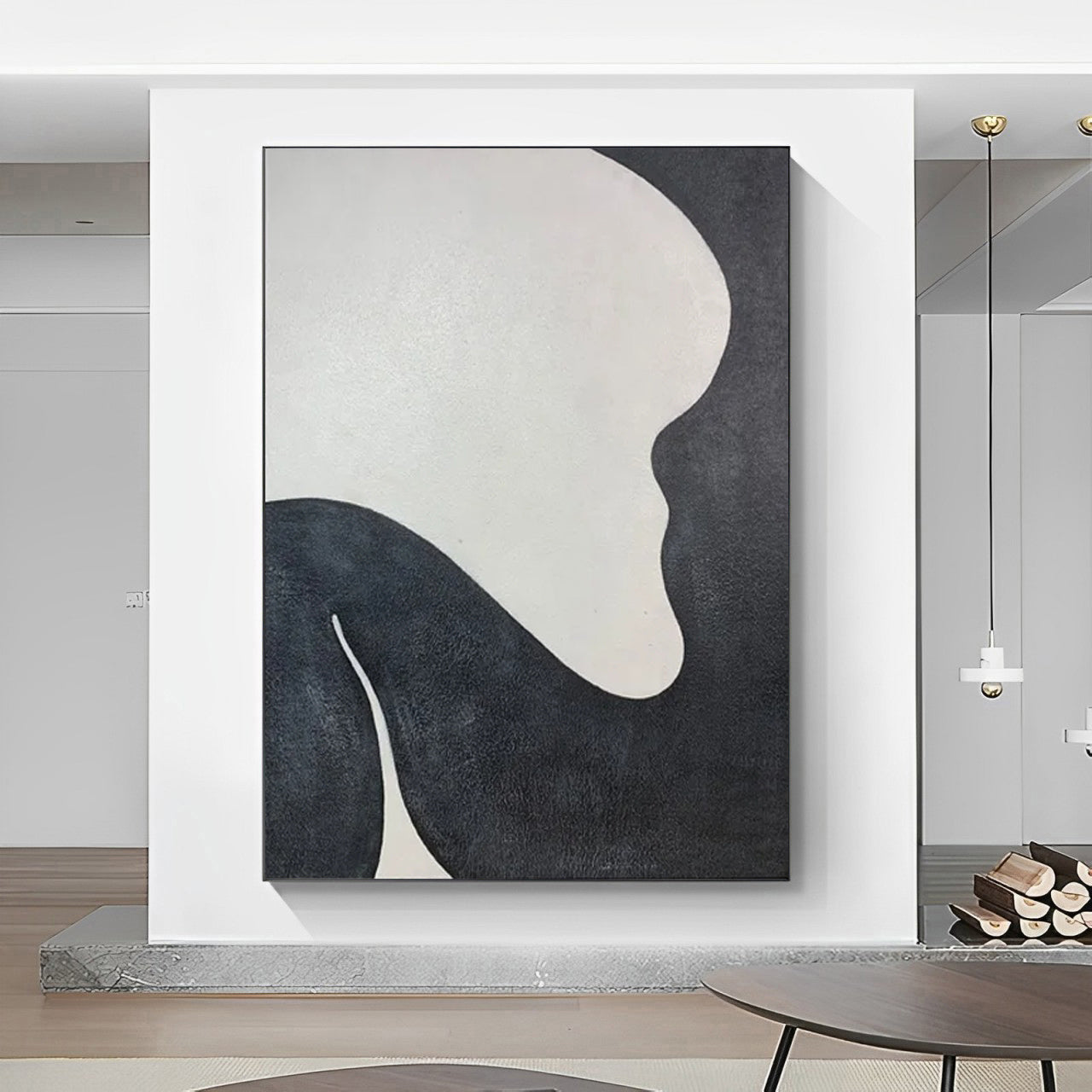 Curvalo - Modern Black and White Art Painting on Canvas