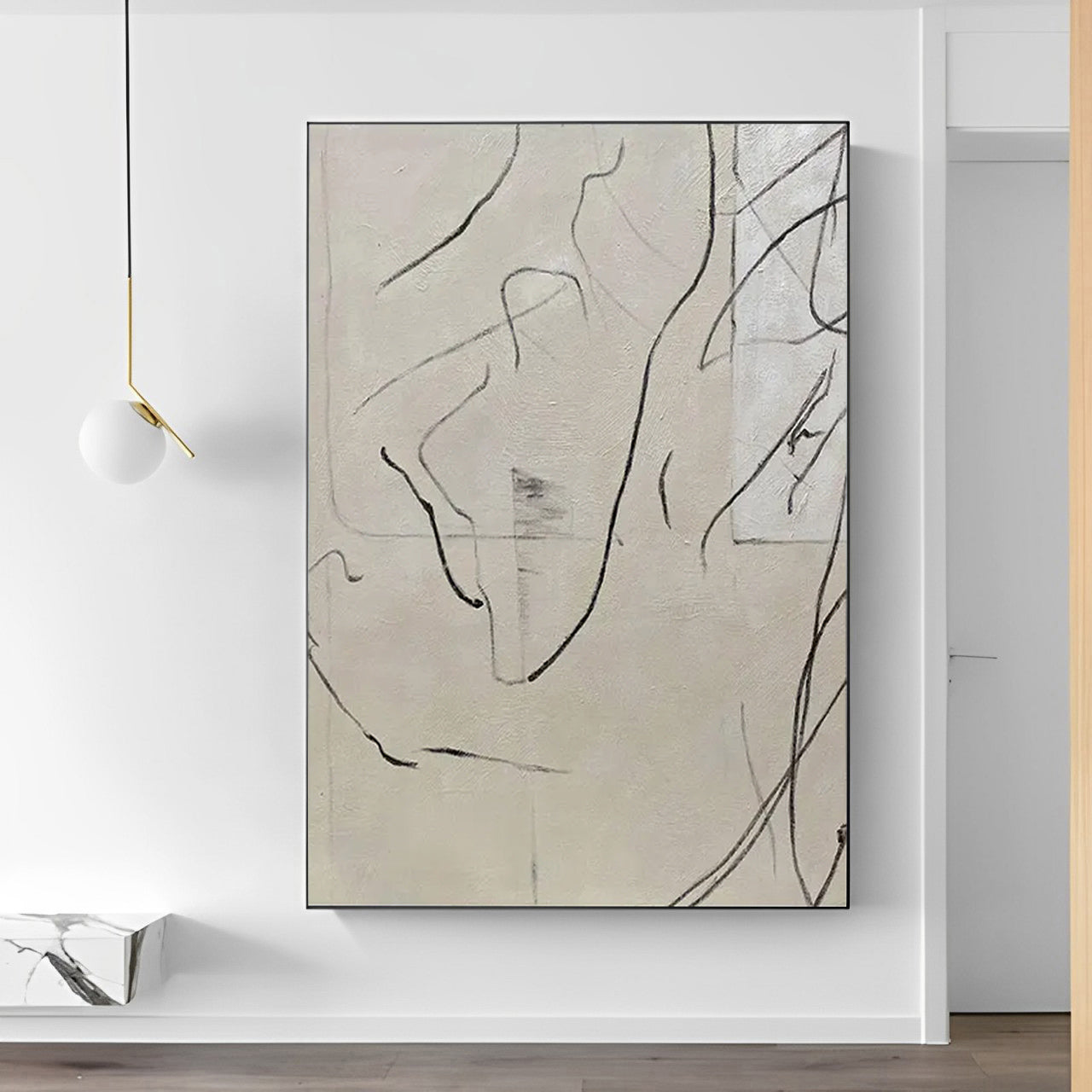 Modernistic - Modern Large Abstract Lines Painting on Canvas