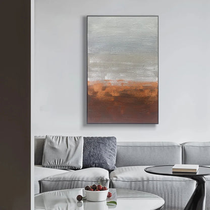 Red-Brick - Extra Large Abstract Grey and Orange Wall Art Painting