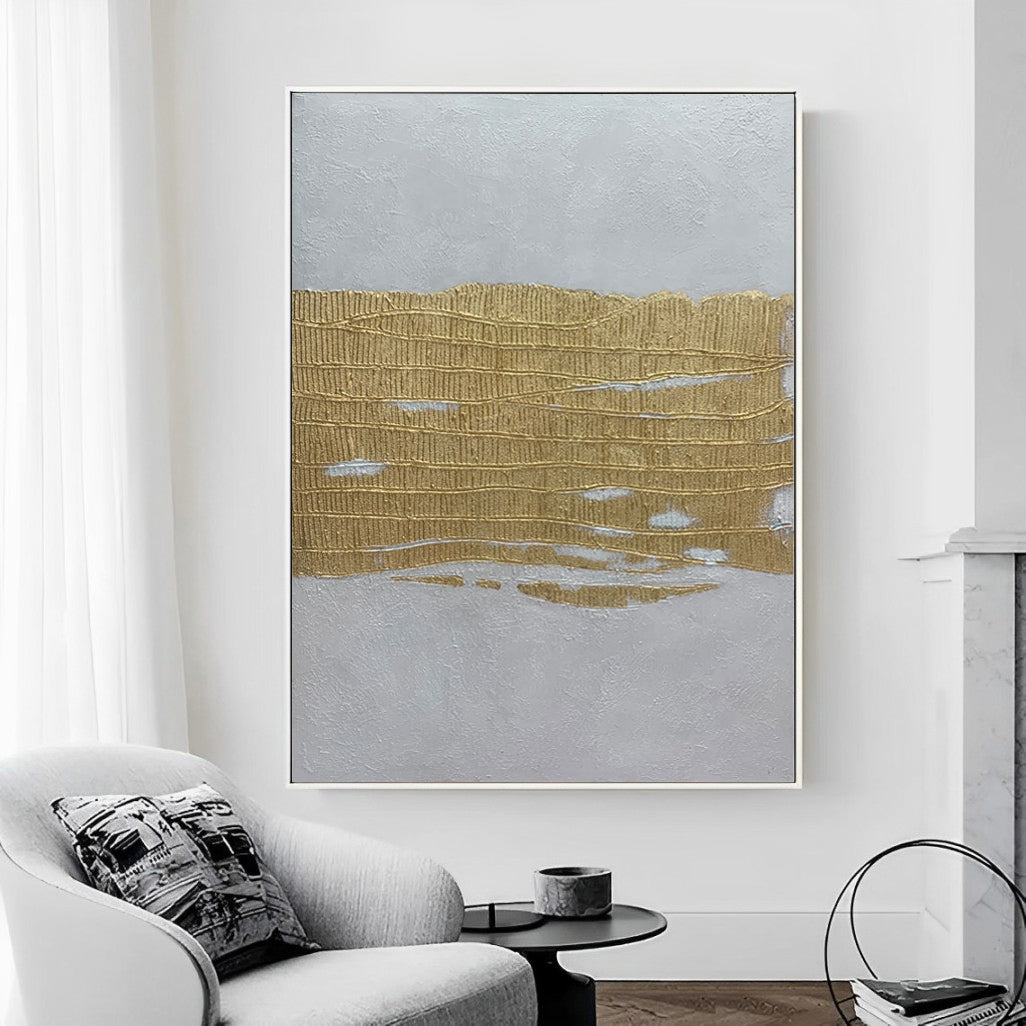 Auric - Extra large Gold and White Wall Art Painting