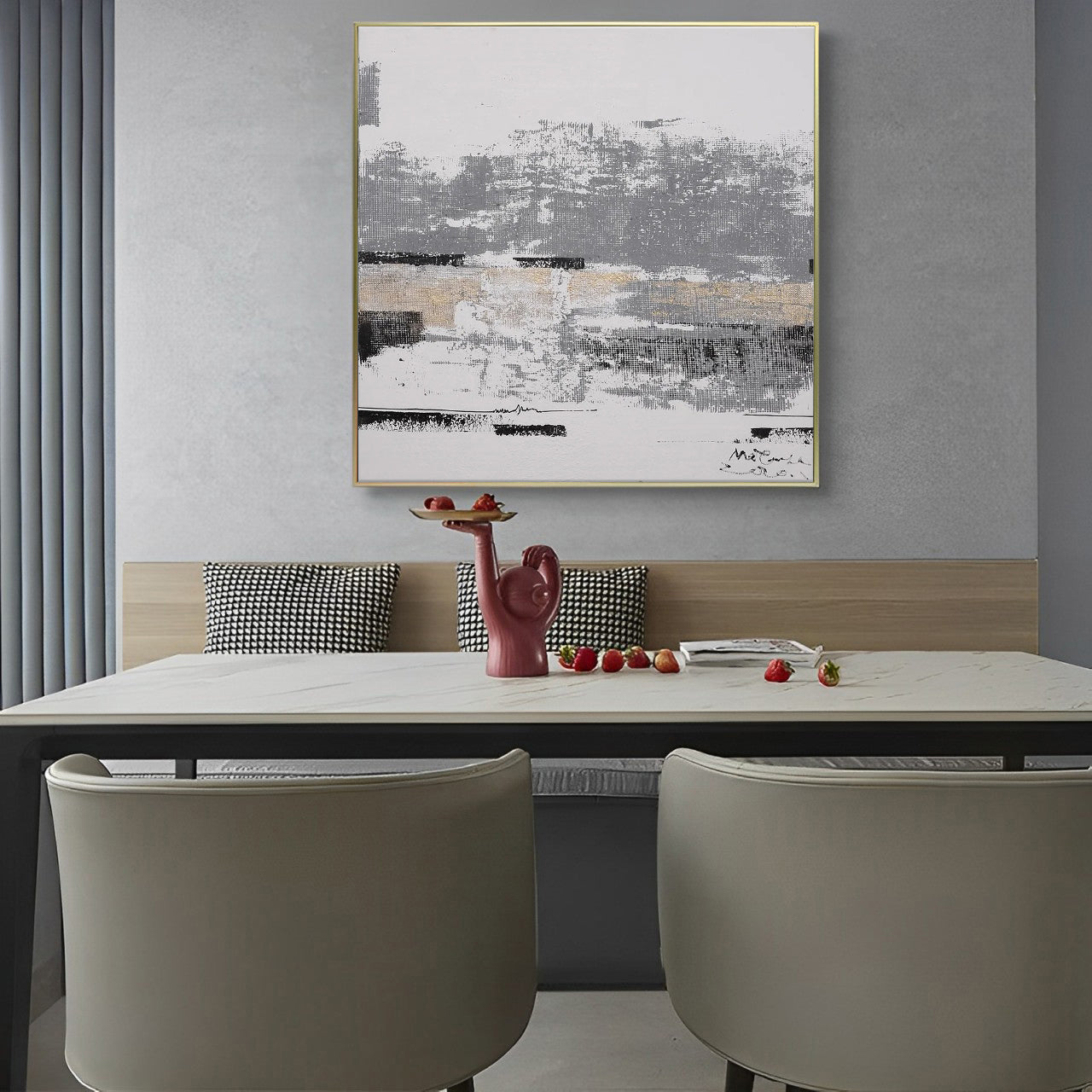 Celeste - Grey and White Wall Art Painting