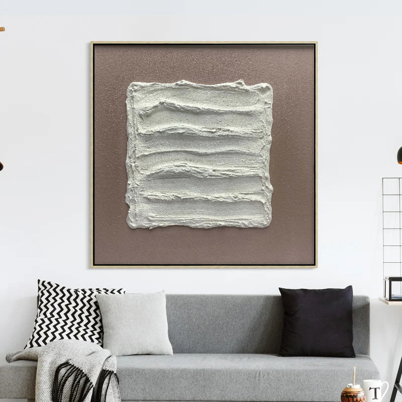 Modern 3D Textured White and Brown Wall Art Painting, 3d textured canvas art, Noho Art Gallery