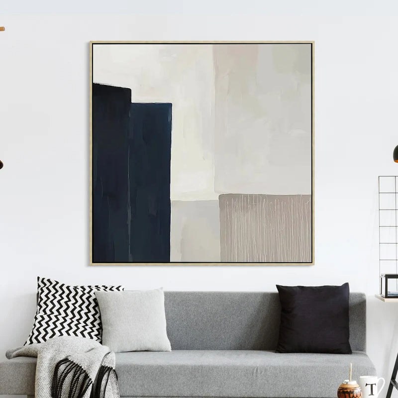 Pearl River - Grey Modern Abstract Art Painting on Canvas