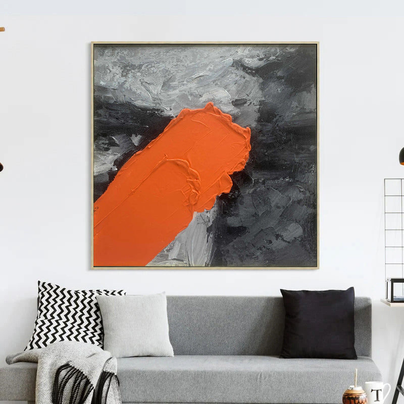 Innovative - Modern 3D Textured Black and Orange Wall Art Painting