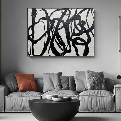 Cornocop - Black and White Abstract Canvas Painting