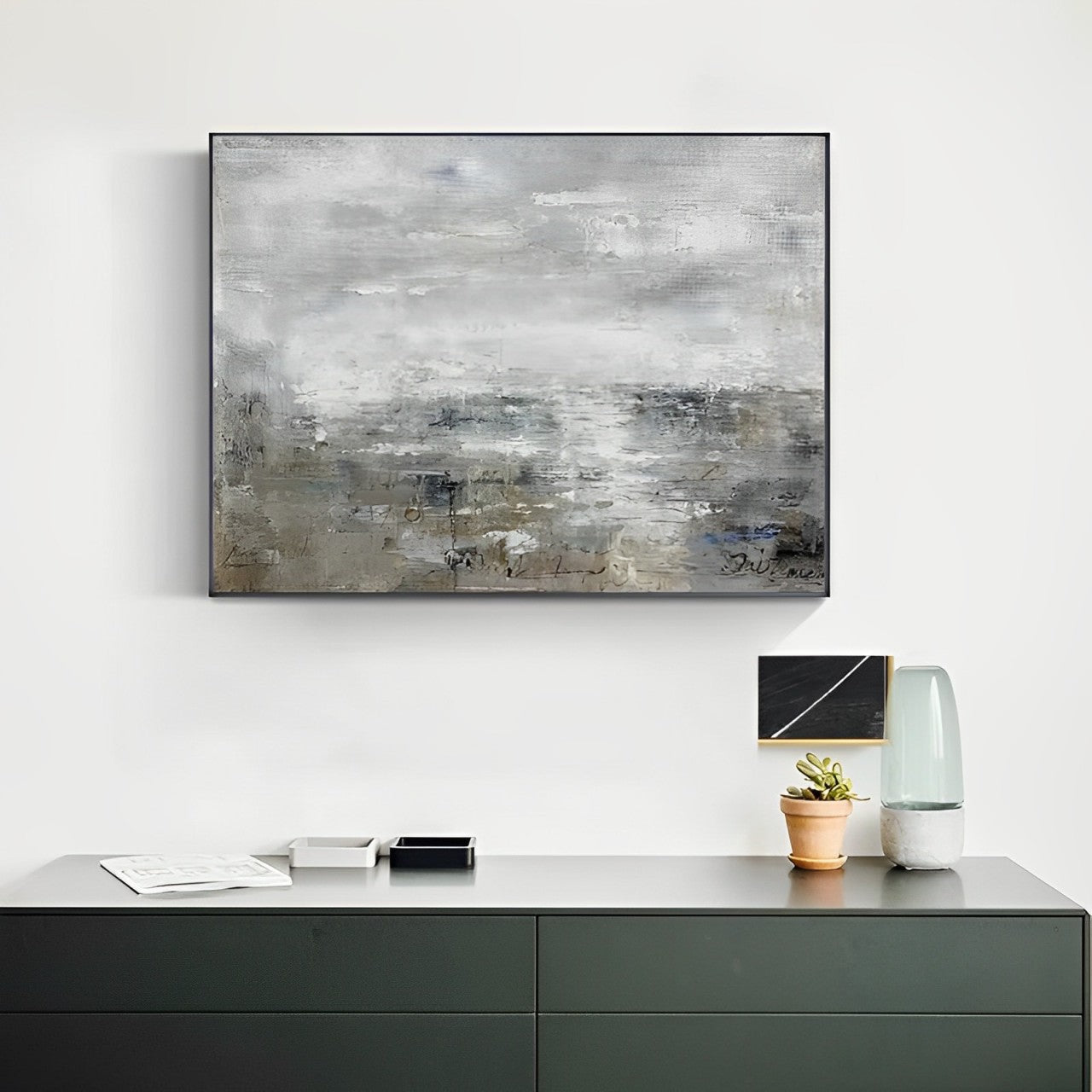 Obsolet - Textured Grey Abstract Art Oil Painting on Canvas