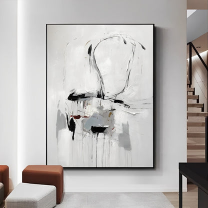 Ultra-modern - Modern Abstract Black and White Painting on Canvas