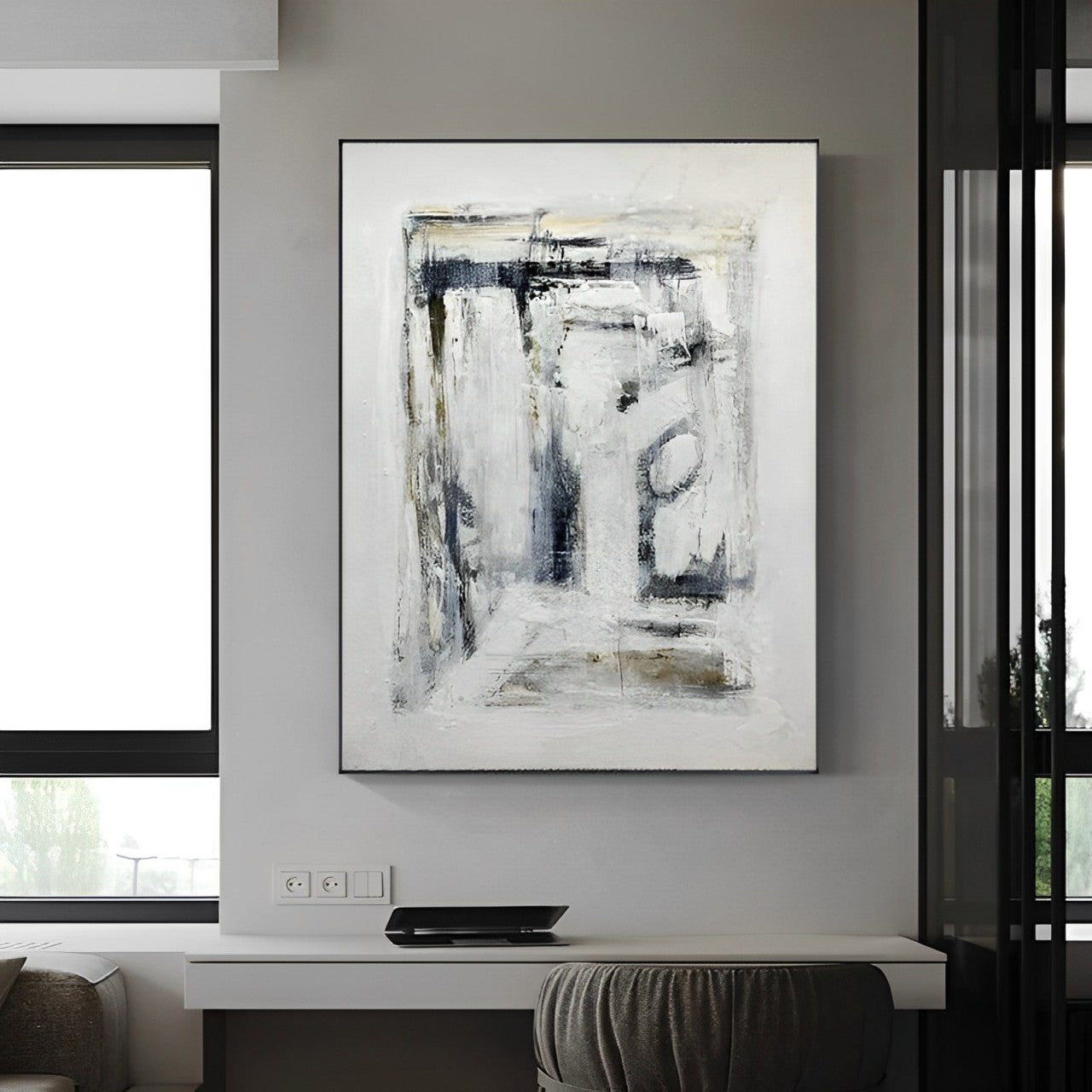 Notonial - Large Black and White Abstract Art Painting