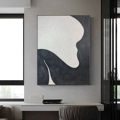 Curvalo - Modern Black and White Art Painting on Canvas