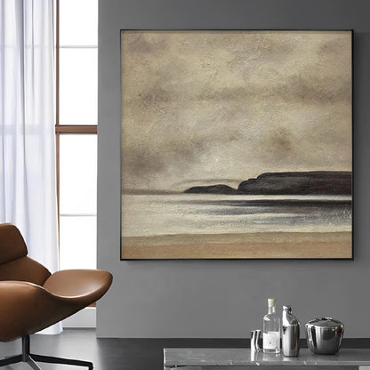 Shingle - Peinture abstraite moderne sur toile représentant un bord de mer