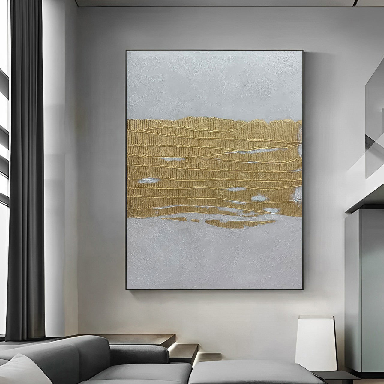 Auric - Extra large Gold and White Wall Art Painting