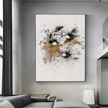 Splash - Large Black White and Gold Abstract Wall Art Painting