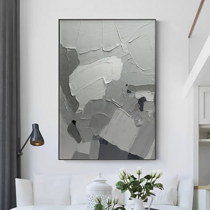 Concept - Extra Large 3D Textured Gray Abstract Painting on Canvas