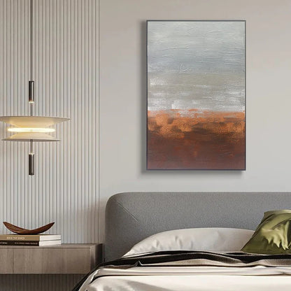 Red-Brick - Extra Large Abstract Grey and Orange Wall Art Painting