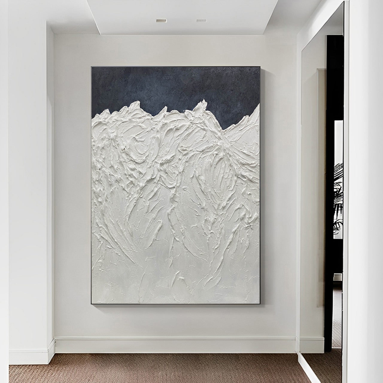 Slush - Extra Large Black and White Mountain Canvas 3D Painting