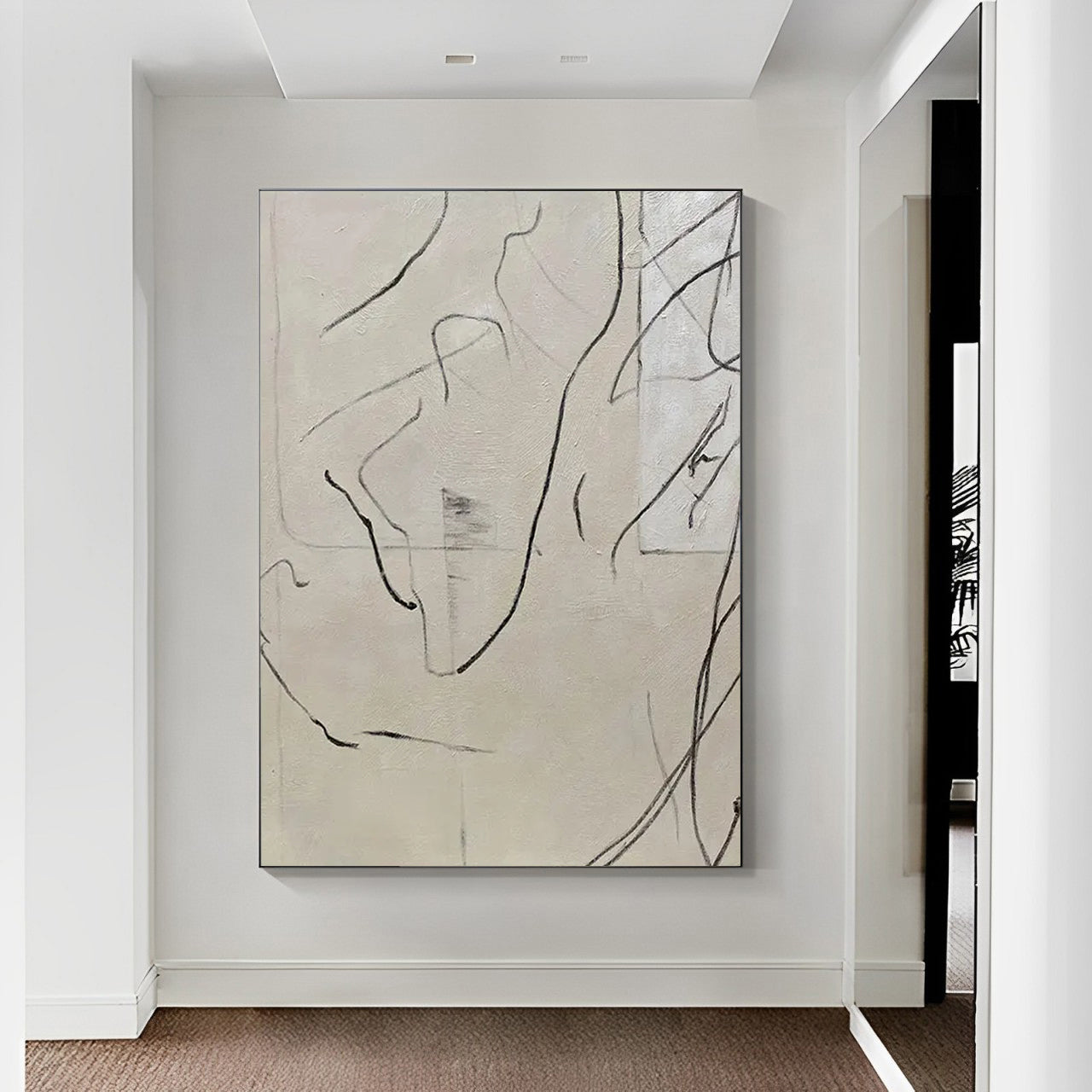 Modernistic - Modern Large Abstract Lines Painting on Canvas