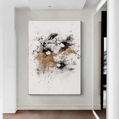 Splash - Large Black White and Gold Abstract Wall Art Painting