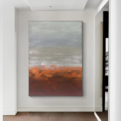 Red-Brick - Extra Large Abstract Grey and Orange Wall Art Painting