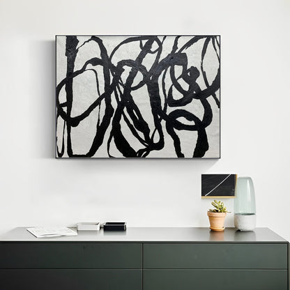 Cornocop - Black and White Abstract Canvas Painting