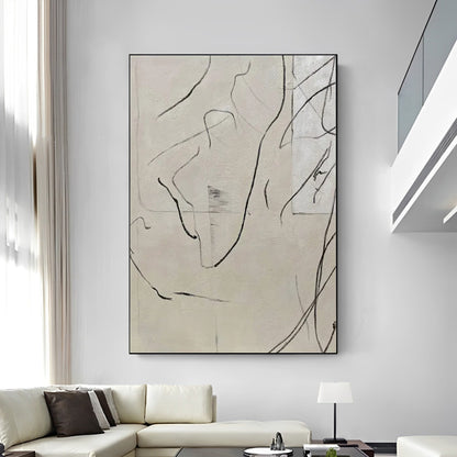 Modernistic - Modern Large Abstract Lines Painting on Canvas