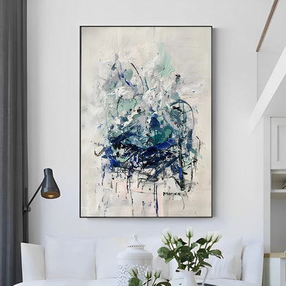 Coexistent - Blue and White Extra Large Wall Art Painting on Canvas