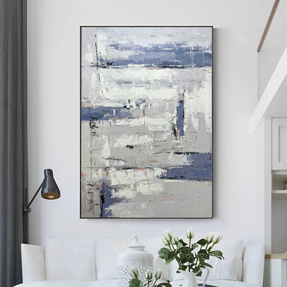 Modernized - Extra Large Wall Art White and Grey Painting on Canvas