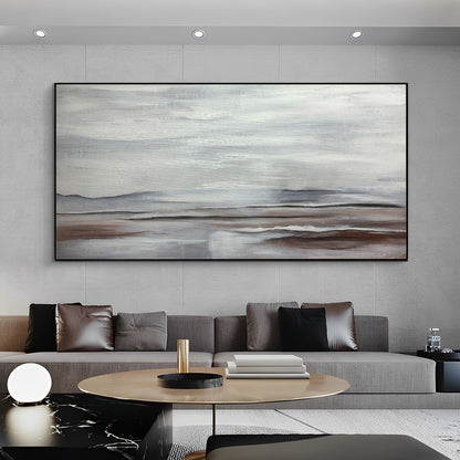 Scapes - Extra Large Textured Grey Abstract Seascape Painting