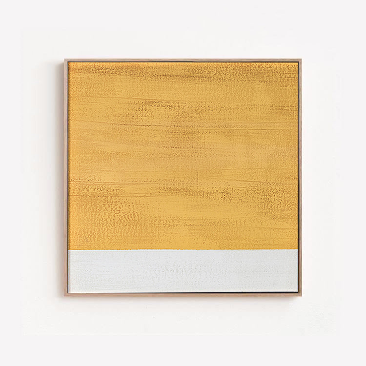 Jaune - Peinture abstraite moderne blanche et jaune sur toile