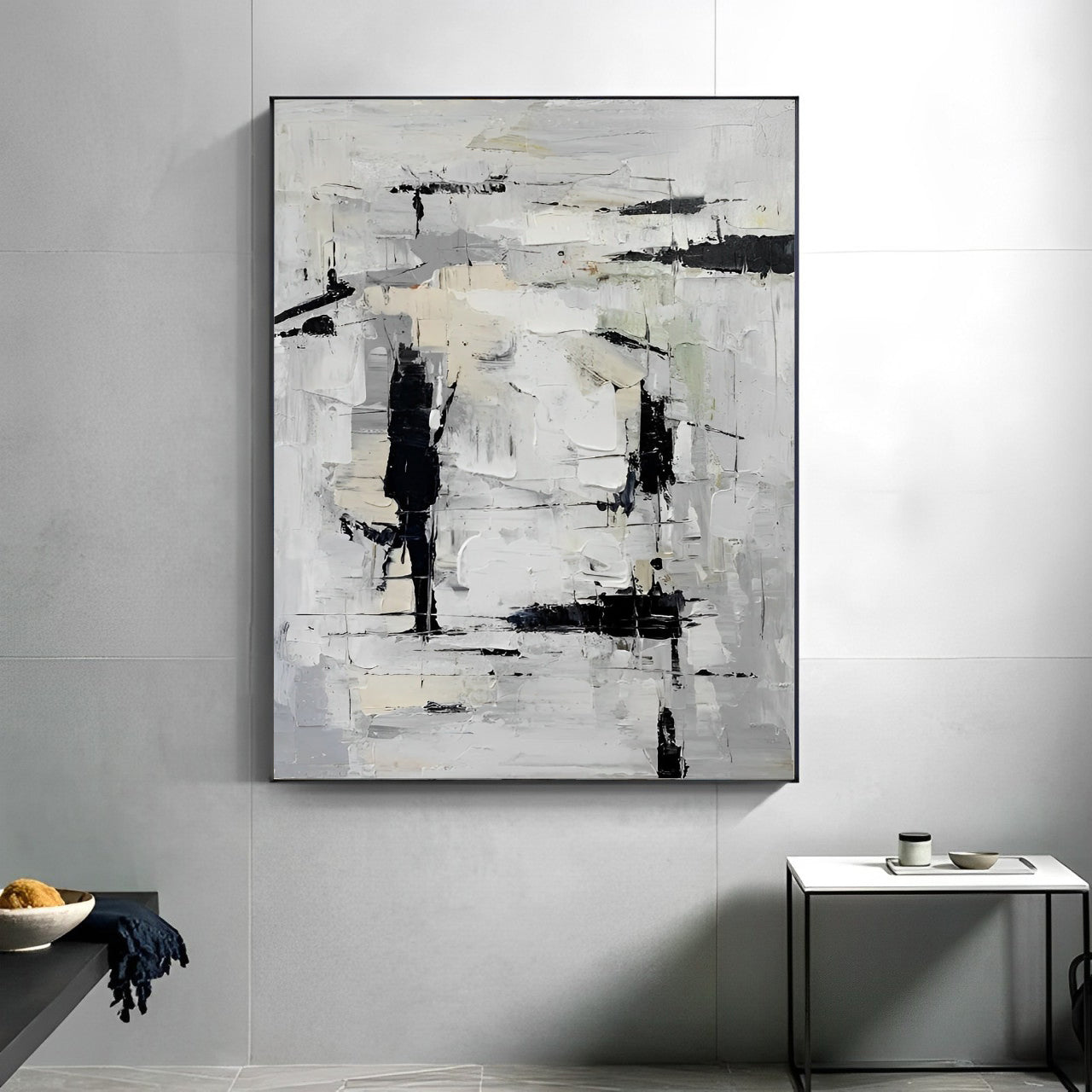 Girio - Extra Large Black and White Abstract Canvas