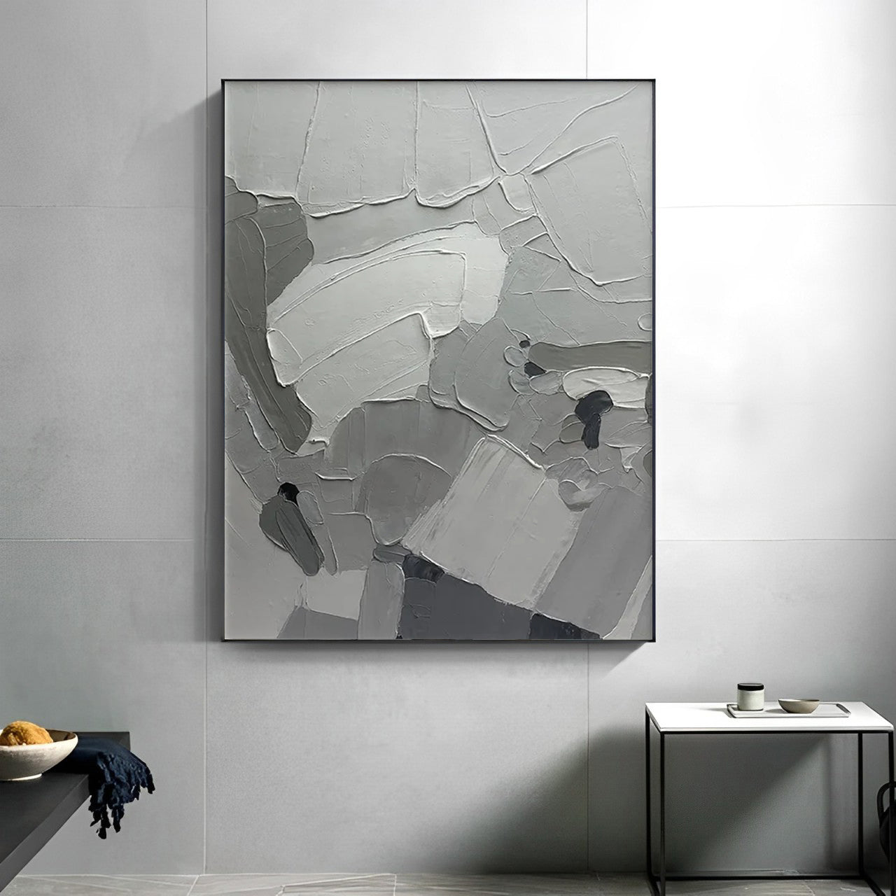 Concept - Extra Large 3D Textured Gray Abstract Painting on Canvas