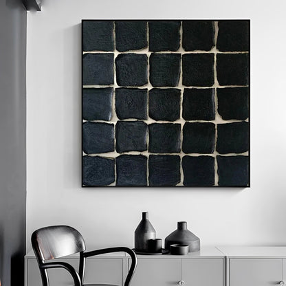 Fusion - Large Contemporary Black and White Painting on Canvas