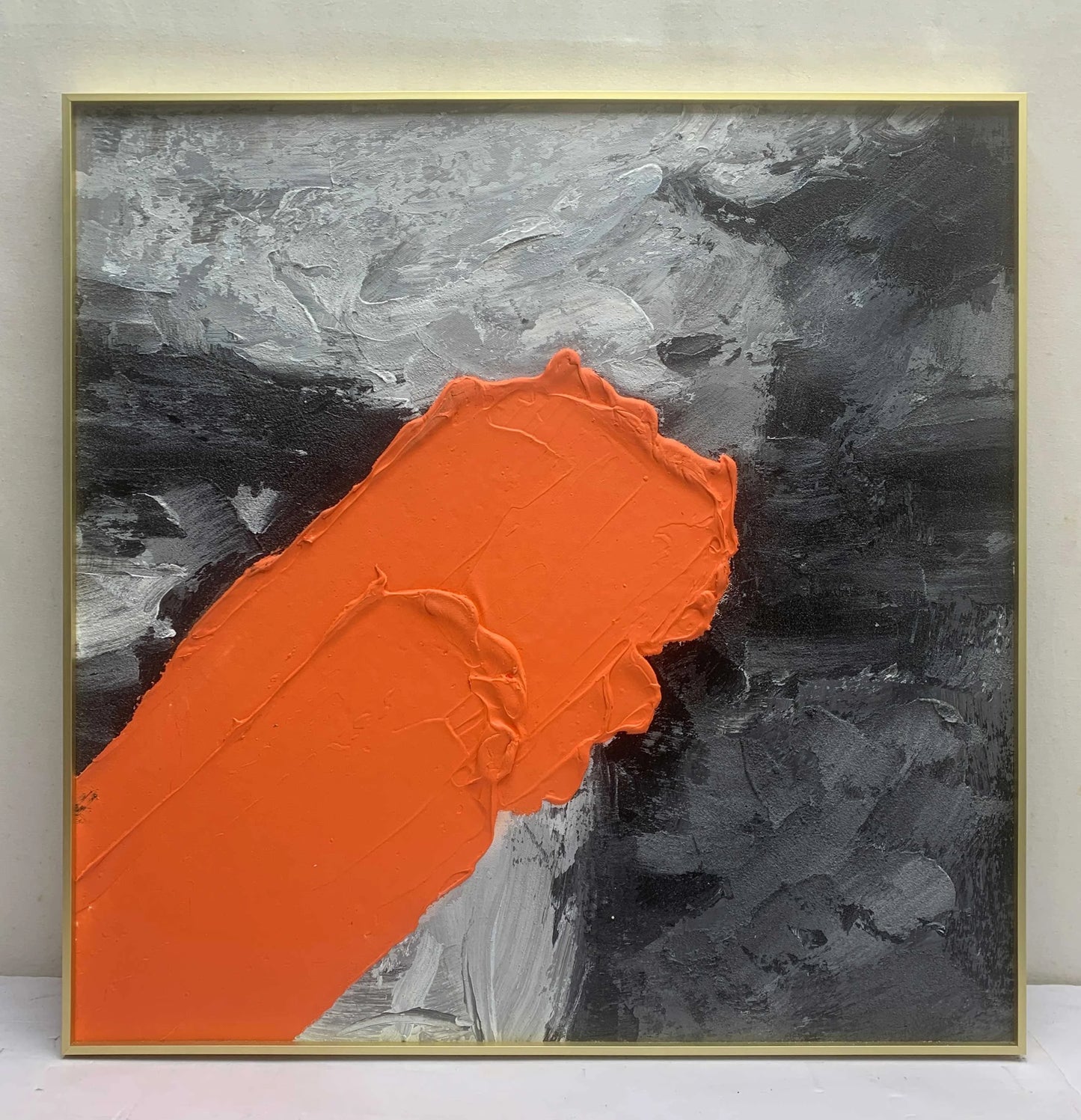 Innovative - Modern 3D Textured Black and Orange Wall Art Painting