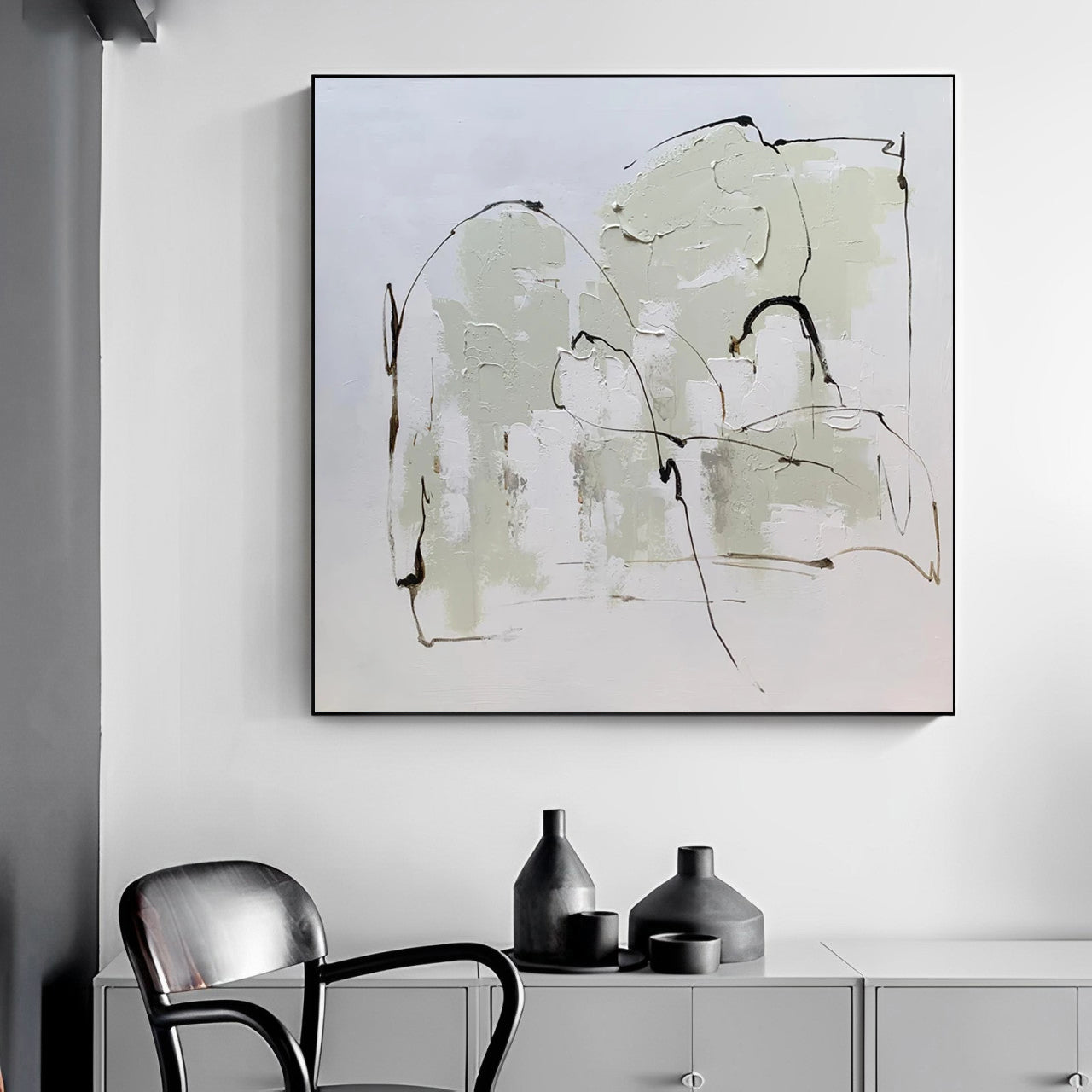 Ethereal Echoes - White and Gray Painting