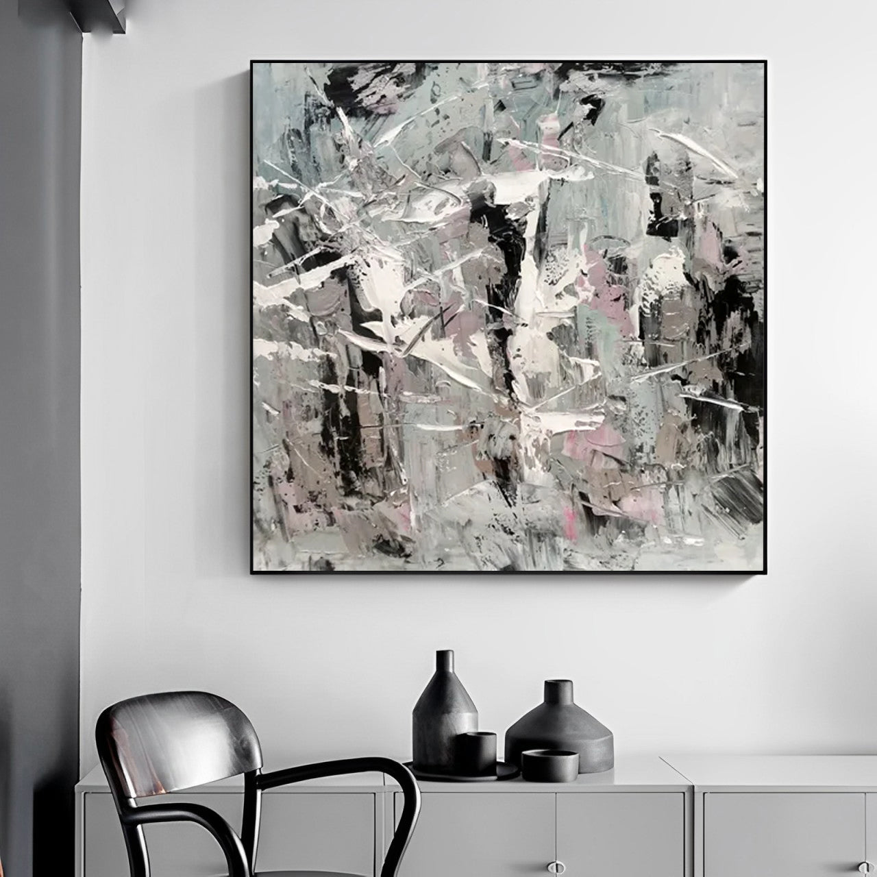 Shades of Silence - Black White Grey Painting