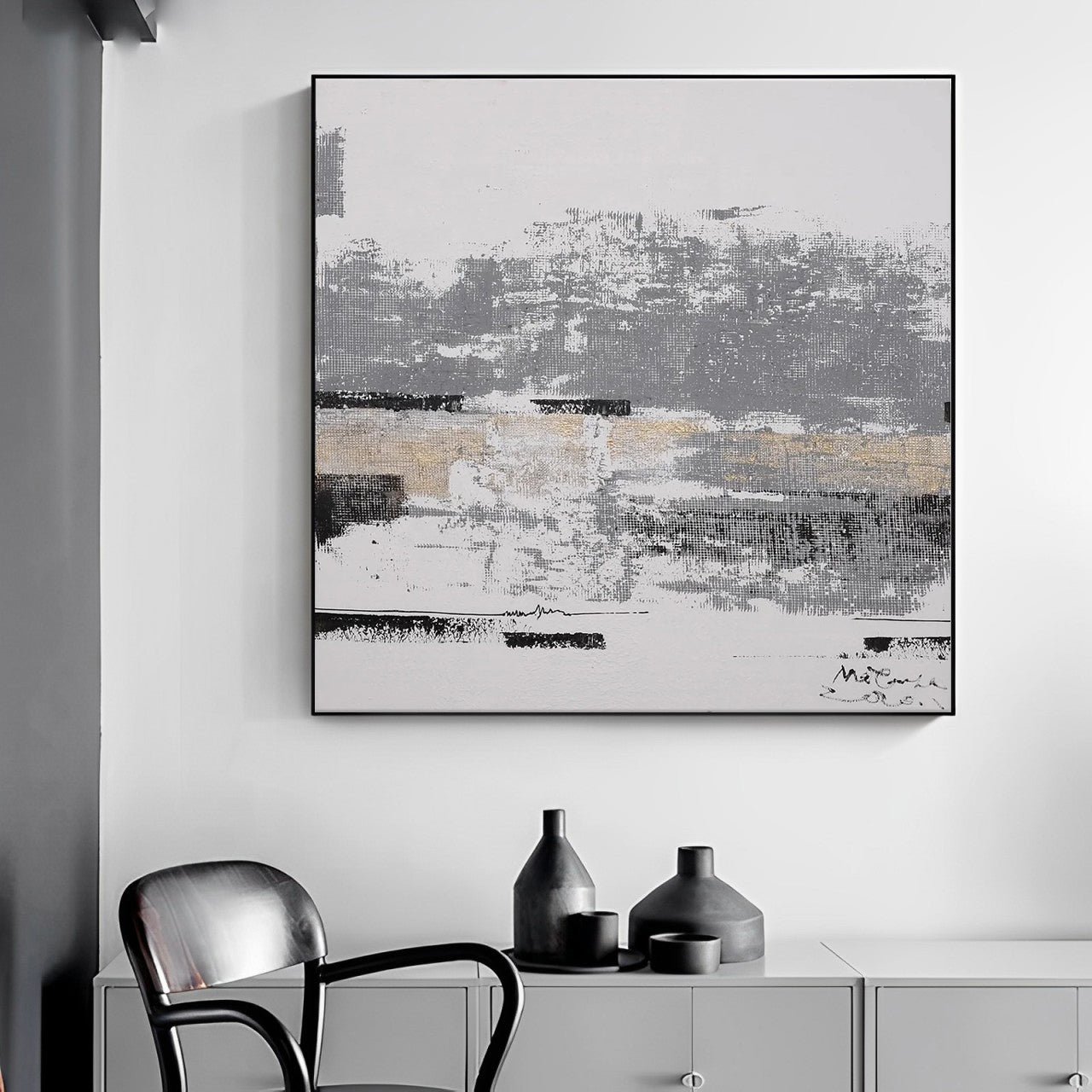 Celeste - Grey and White Wall Art Painting