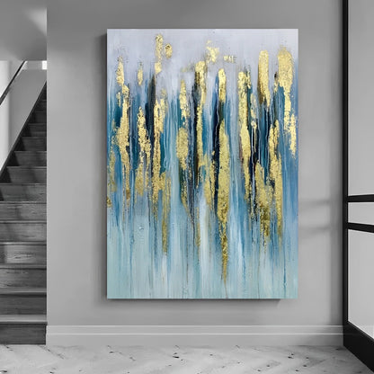 Resplendent - Extra large Abstract Blue and Gold Painting on Canvas