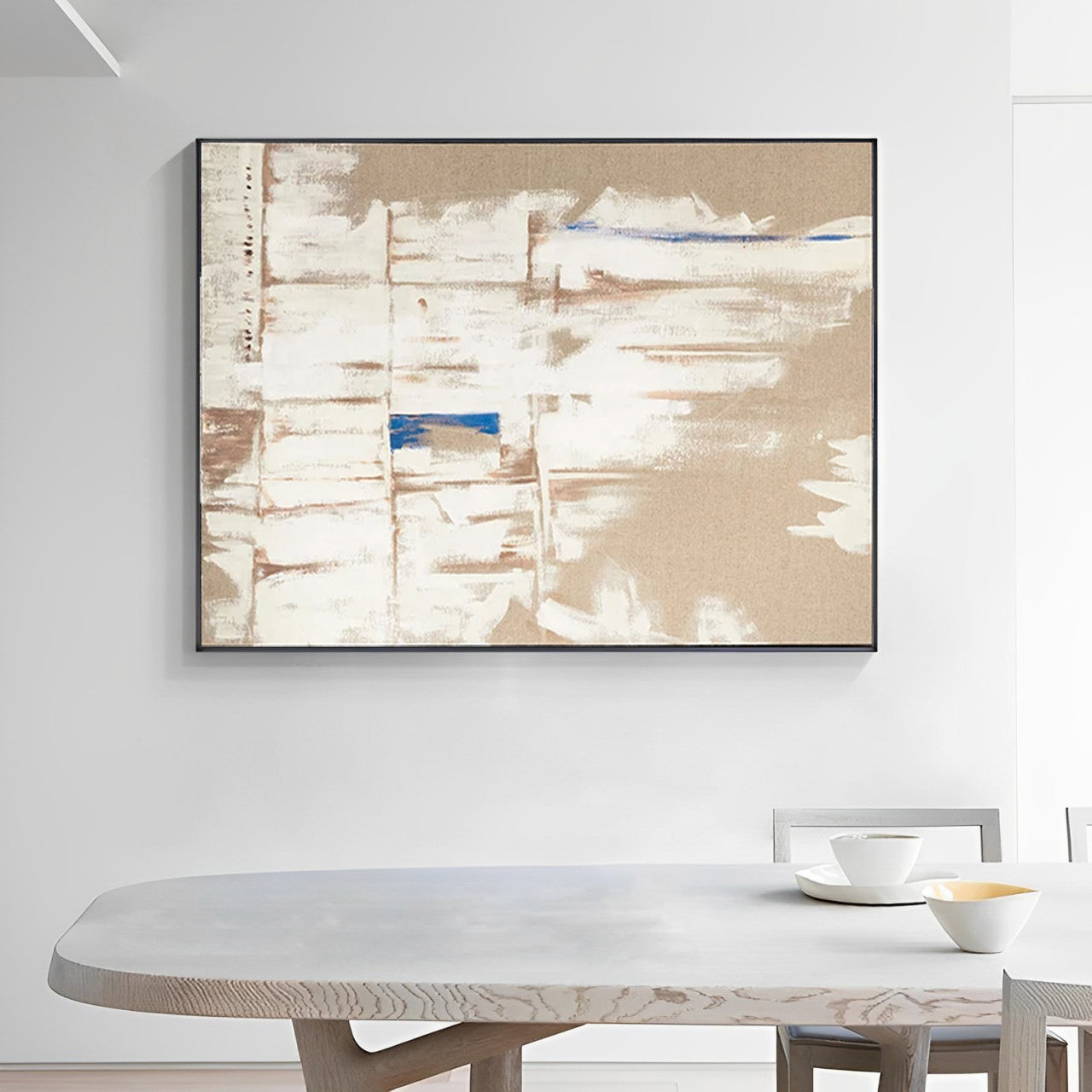 Sepia - Large Abstract Brown and White Art Painting on Canvas