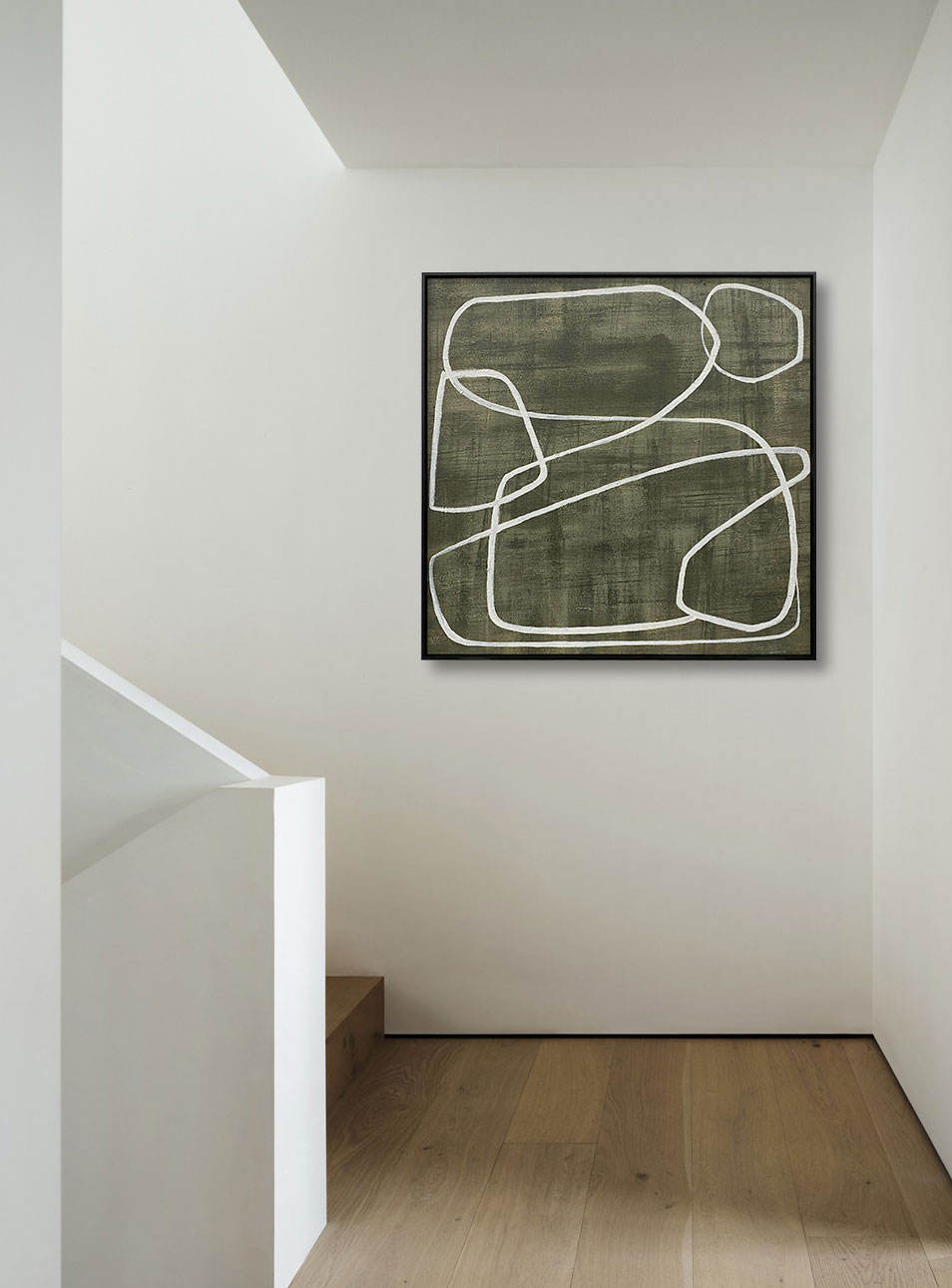 Stria - Modern Clean Lines Abstract Green Painting on Canvas